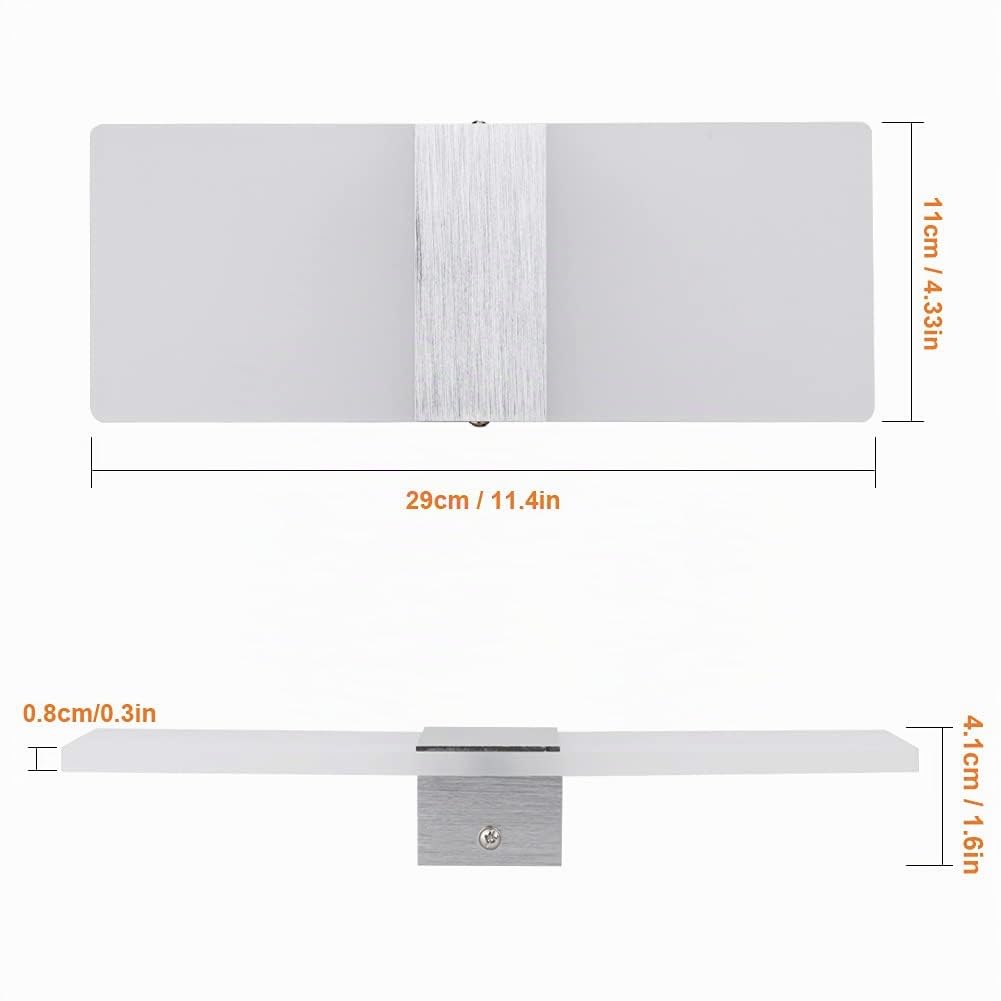 Klighten Lámpara de pared Interior 12W Moderna Apliques de Pared Blanco Natural 4000K perfecto para Salon Dormitorio Sala Pasillo Escalera(2 pack)