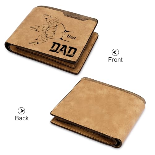 Personalized Leather Wallet for Men - Custom WalletGifts for Men from Wife with Names Father's Day Gifts for Dad Slim Bifold Fist Wallet for Husband3
