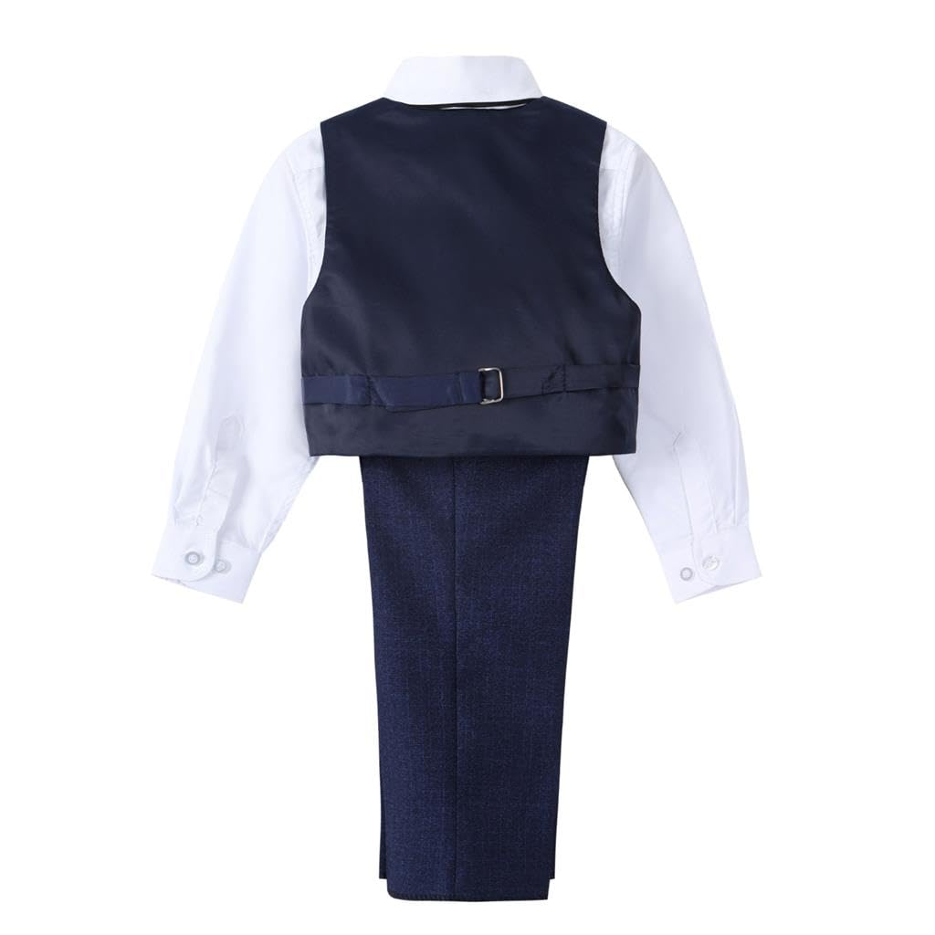 Lito Angels Esmoquin Trajes y Blazers Elegantes para Niños, Conjunto de 5 Piezas con Chaqueta y Chaleco, Azul/Azul Marino