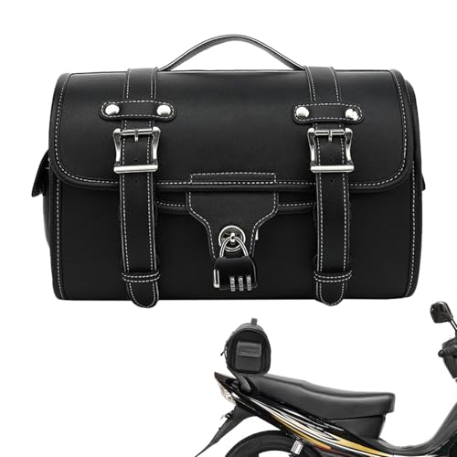 JIEBWCHA Borsa Da Sella In Pelle Per Moto, 31x17x20 Cm Posteriore, Pellicola In Pelle 900D Portapacchi Vintage, Con 4 Cinghie Di Fissaggio Rimovibili, Grande Capacità