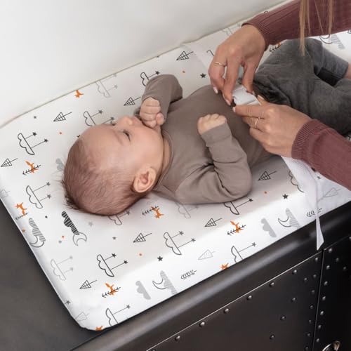 Image of BROLEX Changing Pad Covers for Baby: Boy Girls Ultra Stretchy Soft 2 Pack Starsmoon & Balloon