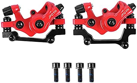 JFOYH Mechanical Disc Brake Set for MTB Road Bike Folding Bike and BMX with 160mm Rotor Mounting Adapter, Cycling Front and Rear Bicycle Bike Disc Brake Calipers-Red