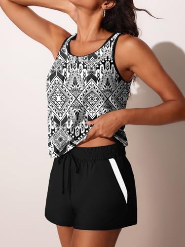 Image of Summer Mae Blouson Women's Tankini Swimsuits Tummy Control Modest 2026 Two Piece with Sporty Pockets Bathing Suits