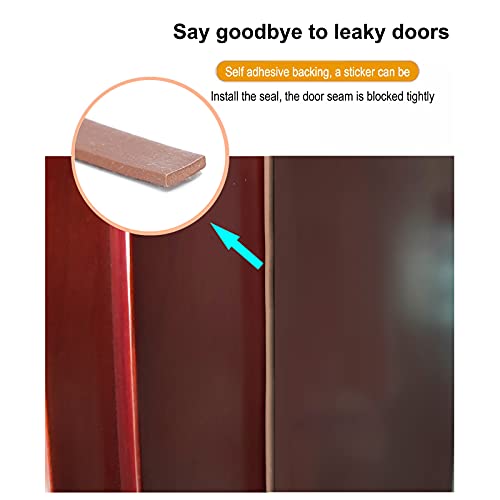 Senkei Silicone Rubber Weather Stripping For Doors And Windows, 2/25"H X 3/8”W 19.7'L, Longer Service Life Porous Sealing Strip, Strong Self Adhesive, Waterproof, Soundproofing, Brown #TOP3