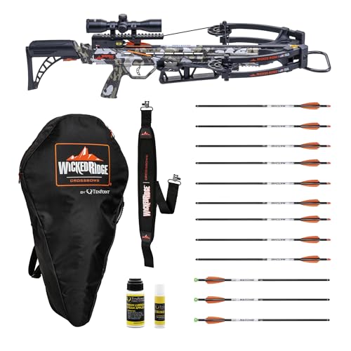 Wicked Ridge by TenPoint Warrior 400 Bundle - Includes Wicked Ridge Soft Case Nine Match 400 Non-Lighted + Three Lighted Arrows Neoprene Sling String Wax & Conditioner and Premium Lubricant
