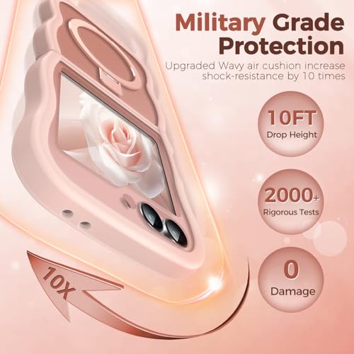 Image of Cute Wavy Magnetic Stand Case for Galaxy Z Flip 6 /5 Fit for MagSafe, Pink