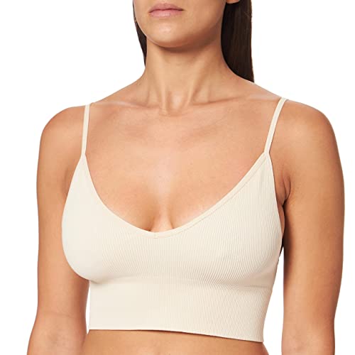 ONLY Onlvicky Rib Seamless V-Neck Top Bustier para Mujer, Color Carne, XS-S