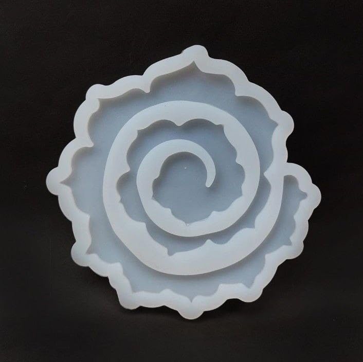 Spiral Rose Flower Silicone Resin Mould, White Casting Mold for DIY Crafts, Epoxy Art