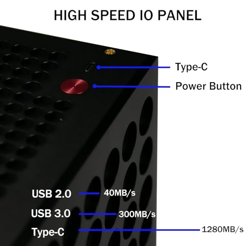 Image of ATX Gaming PC Case, CNC Machined Full Aluminum Tower, High-Airflow Full Ventilation Design, Type-C Front I /O, Dust Filters, Transparent Acrylic Side Panel, Black