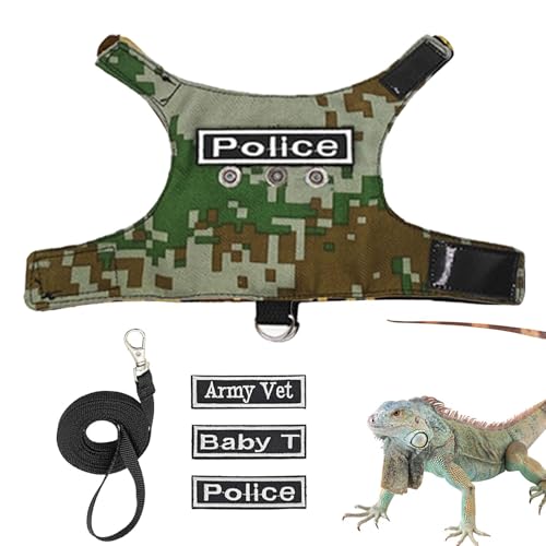 Daraserh フトアゴヒゲトカゲのリード、トカゲのリードハーネス - 逃走防止ソフト爬虫類トカゲ リーシュ ハーネス,小動物用リード&ハーネス 小さなペット用の調節可能なトカゲロープ 爬虫類