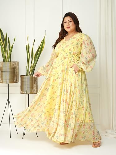 Image of Miss Chase A+ Women's Bohemian V-Neck Flutter Sleeve Chiffon Relaxed Fit Wrap Maxi Dress