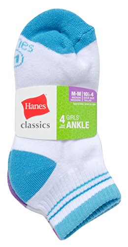 Hanes Ultimate Girls' 4-Pack Low-Cut Ankle Socks2