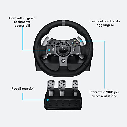 G920 Driving Force Racing Wheel Volante da Corsa, Pedali Regolabili + A10 Cuffie Gaming Cablate Gen 2, Cuffie da Gioco Over-Ear con Microfono Flip-to-Mute, Xbox Series X/S PC, Nero - Controller - Immagine 3