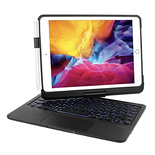 mobee Keyboard Case for iPad Pro 9.7 inch 6th Generation (2018) & 5th Gen(2017), 360° Rotatable iPad Air 2&Air 1 Case with Keyboard, Multi-Touch Trackpad, 7 Color Backlit (Black)
