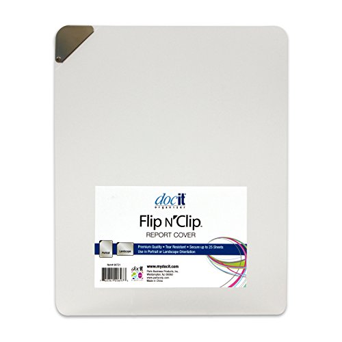 Docit Flip N' Clip Report Cover With Swing Clip, Works With Portrait Or Landscape Presentations, Holds 25 Sheets, Frosted (00721) #TOP6