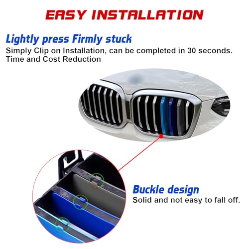 Image of x xotic tech Tri-color Grille Insert Trims Strips, Front Center Kidney Grilles Compatible with BMW LCI G01 X3 2022 2023 2024 Standard Grill 7-Beam Bars, Not for 2022 X3 M40i or Double Slat