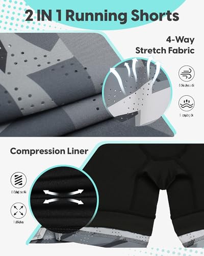 Image of maamgic Mens Running Shorts with Compression Liner 5 inch Quick Dry Workout Shorts Anti-Chafe Gym Shorts 2 in 1 Athletic Shorts