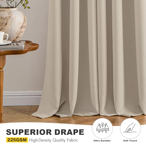 Image of MIULEE Blackout Curtains for Bedroom 2 Panels 40 x 54 Inch Long Light Beige | Thermal Insulated, Living Room Darkening Grommet Drapes, Noise Reducing, Light Blocking Window Treatments