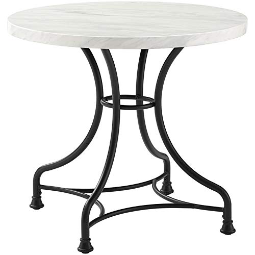Crosley Furniture Madeleine 32" Round Dining Table, Steel With Faux Marble Top #TOP30