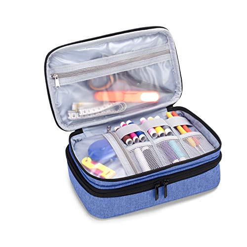 Luxja Sewing Accessories Organizer, Double-Layer Sewing Supplies Organizer For Needles, Scissors, Measuring Tape, Thread And Other Sewing Tools (No Accessories Included), Dark Blue #TOP1