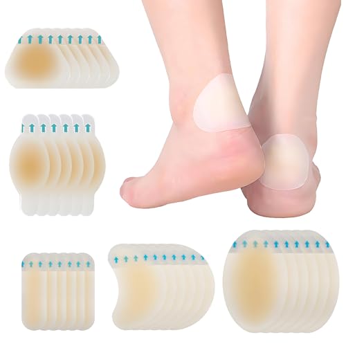 VEGCOO 30 Pcs Blister Plasters for Feet, Invisible Hydrocolloid Plasters, Waterproof Blister lasters for Heel Foot Toe