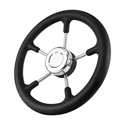 Homyl 304 Stainless Steel 320mm 12.6 inch Boat Steering Wheel 5 Spoke PU Foaming Material 3/4