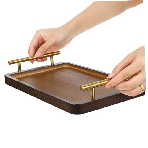 Beavorty 木製トレイ 持ち手付き 直角デザイン 実木茶具托? おしゃれな多