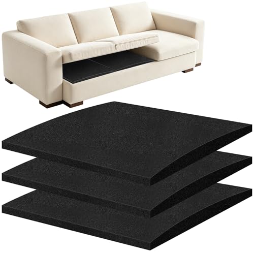 ASSRECT 3 PCS Tabla de Soporte Resistente para Sofá Asiento Hundido, Cojín Espuma Alta Densidad 42D, Almohadilla Repuesto Compatible Sofá Cama Esquinero (Negro)