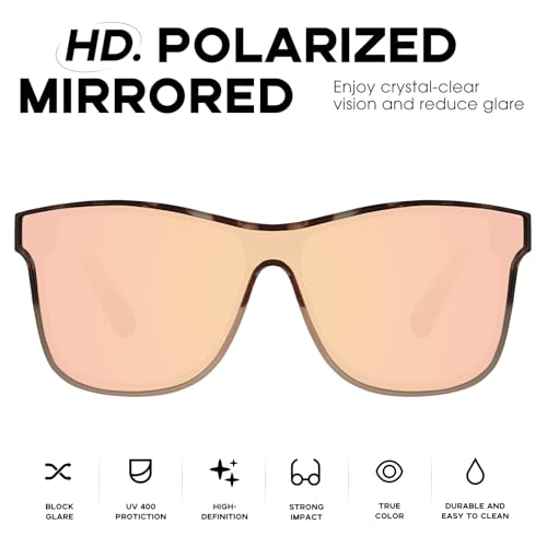 mosanana Polarized Sports Sunglasses for Women Men, TR90 Lightweight Frame Mirrored UV400 Protection MS523682