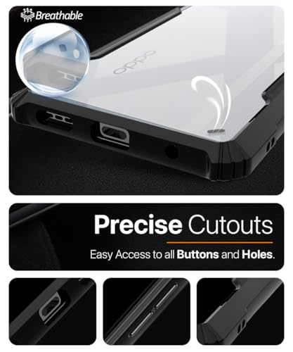 Image of WOW IMAGINE Shock Proof Clear Protective Back Case for Oppo K13 Turbo 5G | K13 Turbo Pro 5G - AirEDGE Technology | 360 Degree Camera Protection | Transparent Hybrid Back Case Mobile Cover - Black