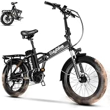Auloor Folding Electric Bike for Adults,1000W Motor1000W Peak,30MPH, 80Mile,48V 20AH Battery,20" Fat Tire Foldable Electric Bicycle,Commuter Beach Snow E-Bikes,7-Speed