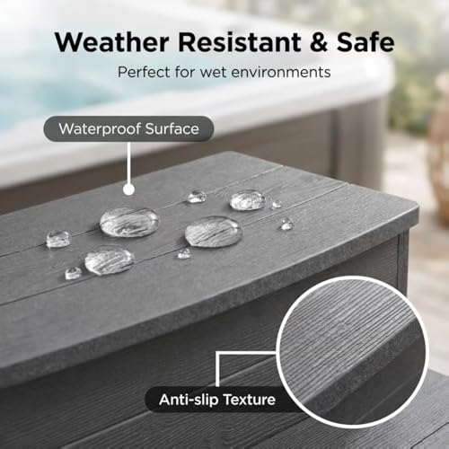 Image of Hot Tub Steps Gray, Outdoor 2 Steps, Heavy Duty Steps for Hot Tubs, Spa, Deck & Above Ground Pools for Easy Access,Durable Weather-Resistant Indoor /Outdoor Use (Grey)