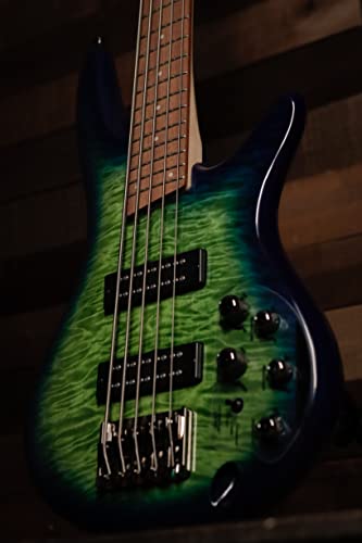 Ibanez Sr405Eqm Quilted Maple 5-String Electric Bass Guitar Surreal Blue Burst Gloss #TOP4