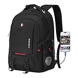 SWICKY 40L Travel Backpack Outdoor, Expandable Backpack with Shoe Compartment/Laptop Bag/Water Resistant/USB Port for Women & Men, Ideal for Travel and Hiking（Black）