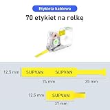 SUPVAN KATASYMBOL G15M Taśma Etykietowa do Oznaczeń Kabli, Transfer Termiczny, Wielofunkcyjna, Do Domu, Szkoły, Biura, 12.5mm x (74mm + 35mm), 70 Etykiet/Rolka, Czarna Na Żółty