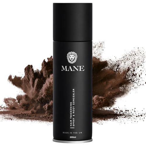 Mane Micro-Mineral Hair Thickening Spray & Root Touch Up Spray Instant Volume & Root Cover Up for Thinning or Fine Hair Lightweight Buildable Coverage for Men & Women Dark Brown 200 ml