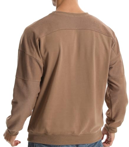 Suwangi Men's Crewneck Sweatshirts Patchwork Athletic Workout Sweat Shirt Casual Loose fit Long Sleeve Pullover Tops for Men3