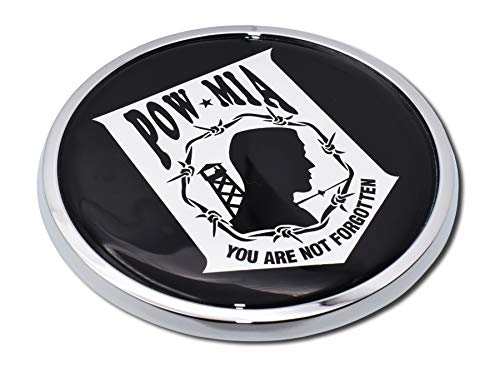 Image of Elektroplate Officially Licensed POW /MIA You are Not Forgotten All Metal Emblem for Cars, Trucks, and All Auto | Universal Fit at 3.5 inch x 3.5 inch | Weatherproof