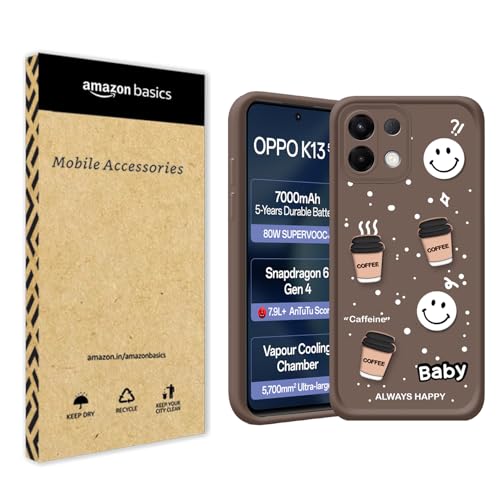 Image of amazon basics Back Case Cover Compatible for Oppo K13 5G | Cute Fun Cartoon 3D Ball | Coffee Silicone Case | Camera Protection | Body Protection | Shock Proof | Color Brown