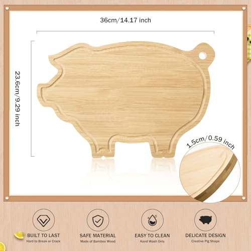 Tabla de cortar de bambú con diseño de cerdito 36x23.6 cm miniatura 2