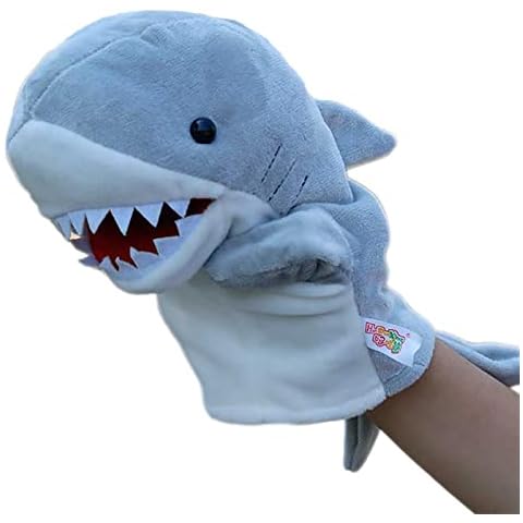 OMKUOSYA Hand Puppet Plush 25cm Soft Toys Animal Shark Educational Puppets Pretend Telling Story Toy Soft Doll Toys for Kids Children Play Toy Birthday Party Gift for Boy or Girl Cover