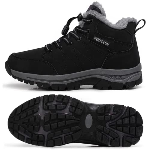 Mens Winter Boots Casual Lightweight Waterproof Snow Boots Anti-Slip Fur Lined Trekking Backpacking Hiking Boots3