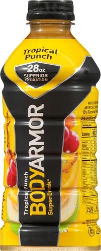 BODYARMOR Sports Drink Sports Beverage, Tropical Punch, Natural Flavor With Vitamins, Potassium-Packed Electrolytes, No Preservatives, Perfect For Athletes, 28 Fl Oz