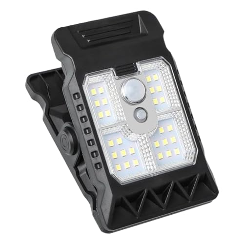 Portable Solar Clip - LED Motion Sensor Lights, Waterproof Outdoor 3 Mode Lighting, Fence and Wall Solar Lamps, Garden Patio Yard, Deck Balcony Porch Pathway Home Camping Use