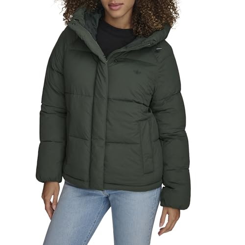 DOCKERS Women's Water Resistant Quilted Bubble Puffer Jacket with Hood