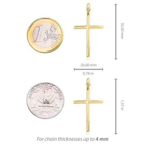 Cruz de oro amarillo de 18k colgante diario para collares de hasta 4 mm 4