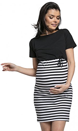 HAPPY MAMA. Donna L'Allattamento Due Pezzi Vestito Top Separato prémaman.127p (Nero, IT 44, L)