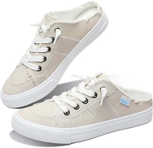 Obtaom Women Canvas Mules Memory Foam Clipper Fashion Sneakers Co...