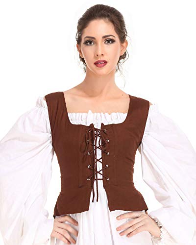 Mittelalterliche Wench Pirat Renaissance Cosplay Kostüm Reversible Bauernmieder Gr. 38, braun Cover