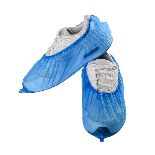 PROTEX Copriscarpe Monouso Azzurri, 100 Pezzi Salvascarpe Usa e Getta in LPDE con Elastico, Calzari Igienici Resistenti Professionali | 40x16 cm